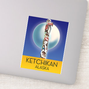 Ketchikan Alaska Totem Pole Travel poster Sticker