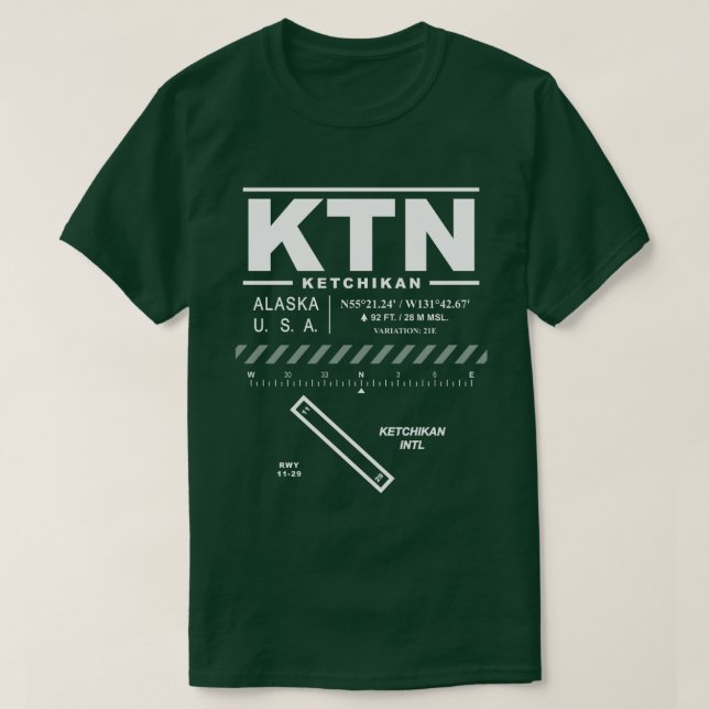 Ketchikan International Airport KTN T-Shirt (Design Front)