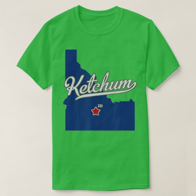 Ketchum Idaho ID Map  T-Shirt (Design Front)
