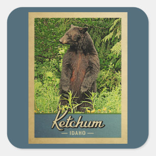 Ketchum Idaho Vintage Travel Bear Square Sticker