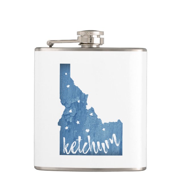 Ketchum Idaho Wood Grain Flask (Front)