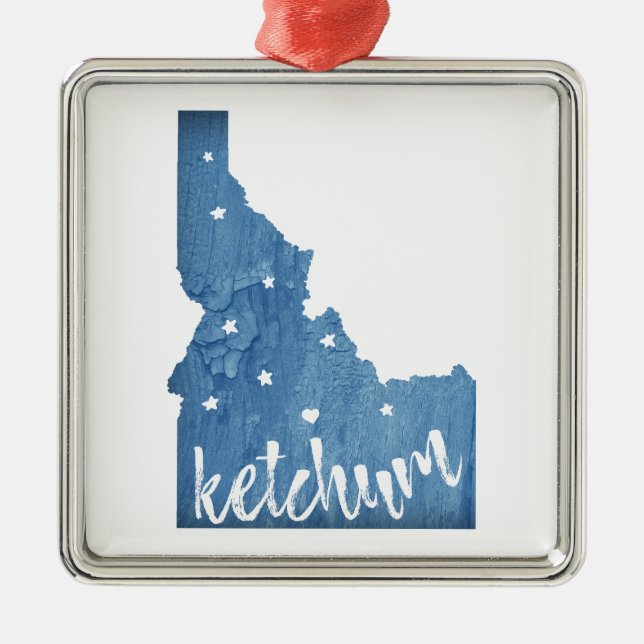 Ketchum Idaho Wood Grain Metal Ornament (Front)