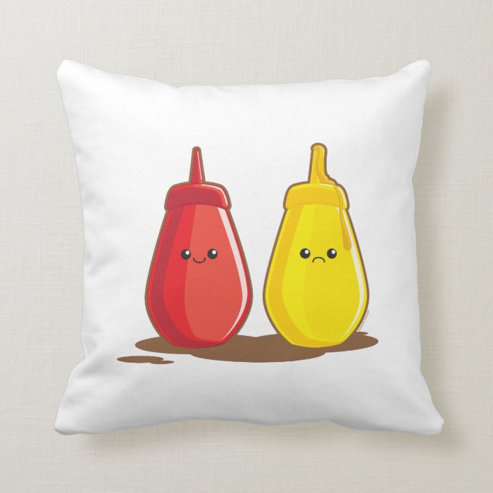 Ketchup and Mustard Throw Pillow