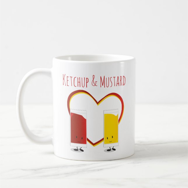 Ketchup and Mustard with Heart and Words Mug (Left)