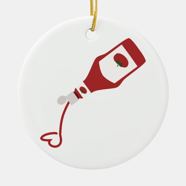 Ketchup Bottle Ceramic Ornament (Front)