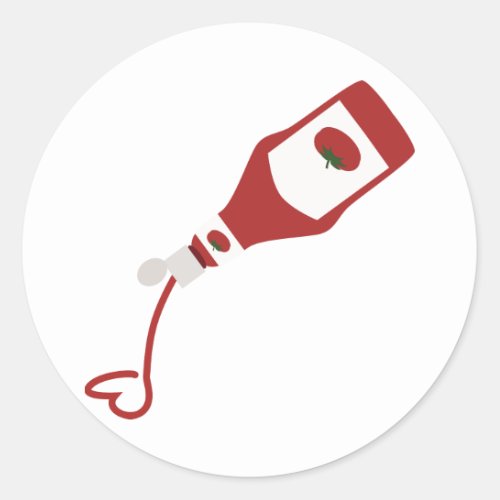 Ketchup Bottle Classic Round Sticker