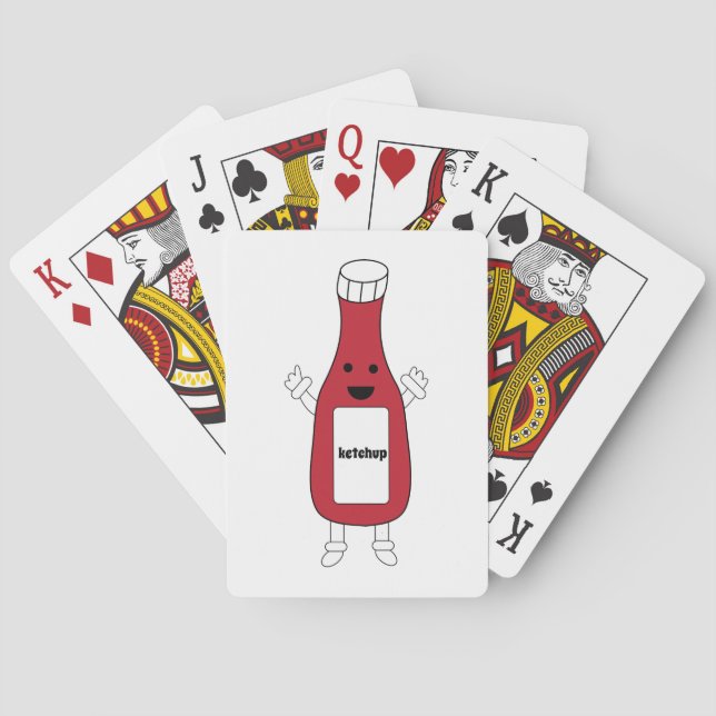 Ketchup Bottle Cute Personalize Poker Cards (Back)