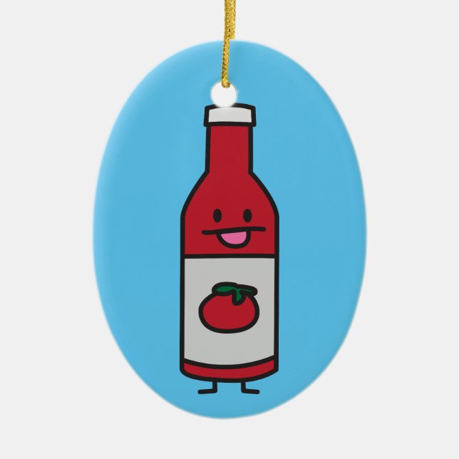 Ketchup Bottle Tomato Sauce Table condiment fancy Ceramic Ornament (Front)