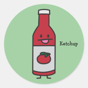 Ketchup Bottle Tomato Sauce Table condiment fancy Classic Round Sticker