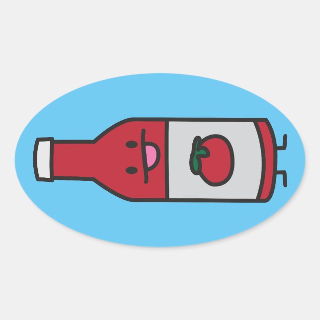 Ketchup Bottle Tomato Sauce Table condiment fancy Oval Sticker (Front)