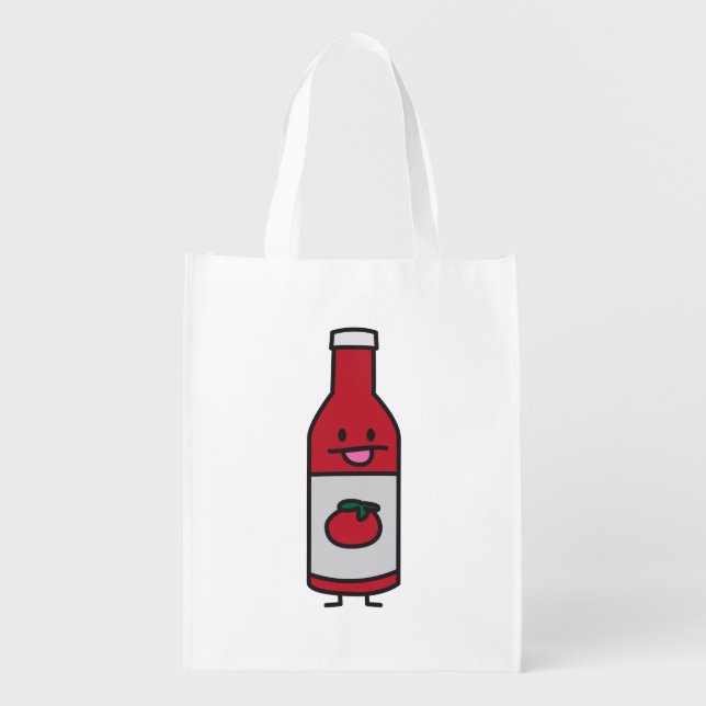 Ketchup Bottle Tomato Sauce Table condiment fancy Reusable Grocery Bag (Front)
