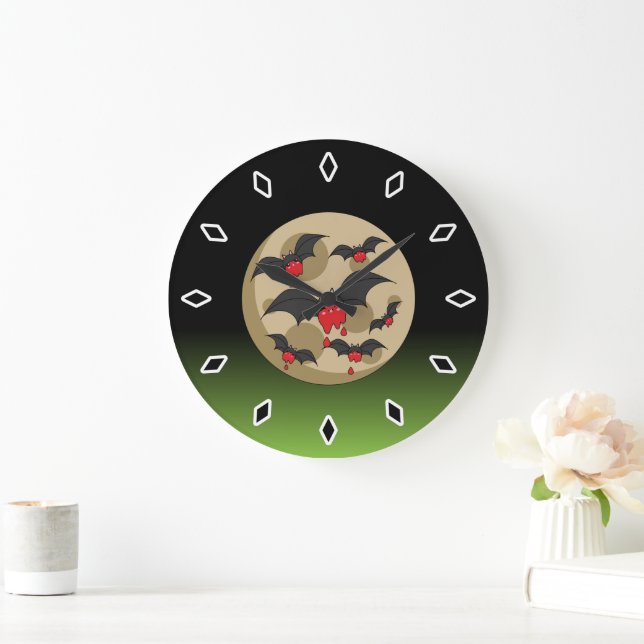 Ketchup Eater Vampire Bats Large Clock (Home)