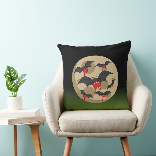 Ketchup Eater Vampire Bats Throw Pillow (Chair)