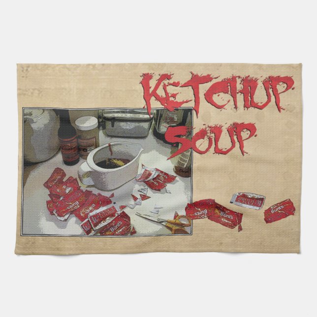 "Ketchup Soup" dishtowel Kitchen Towel (Horizontal)