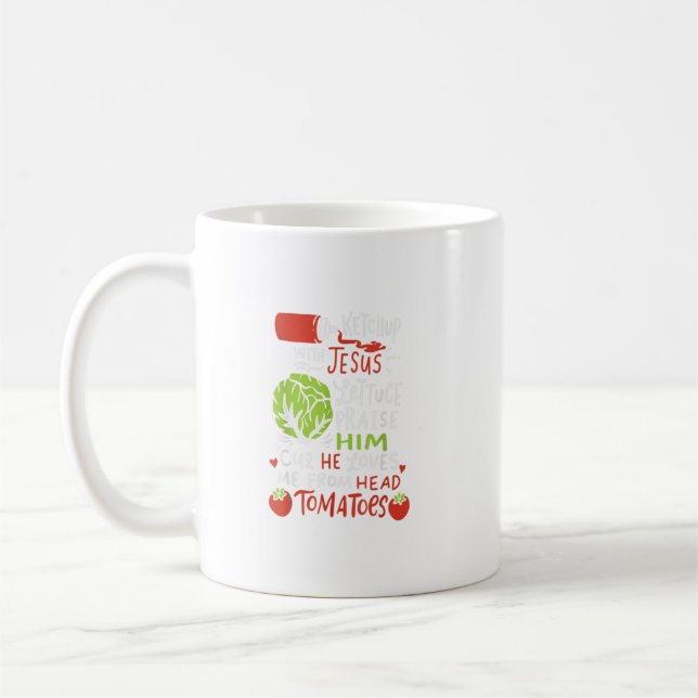 Ketchup With Jesus I Vegan Jesus Christ Christian  Coffee Mug (Left)