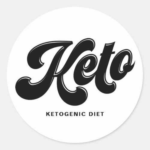Keto Black Retro Script Typography Personalized Classic Round Sticker