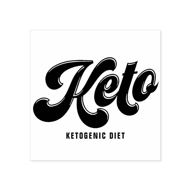 Keto Black Retro Script Typography Rubber Stamp (Imprint)