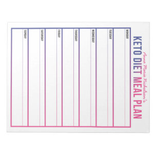 Keto Diet Meal Plan Notepad