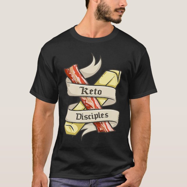 Keto Disciples Bacon Butter  Retro Keto Diet Match T-Shirt (Front)