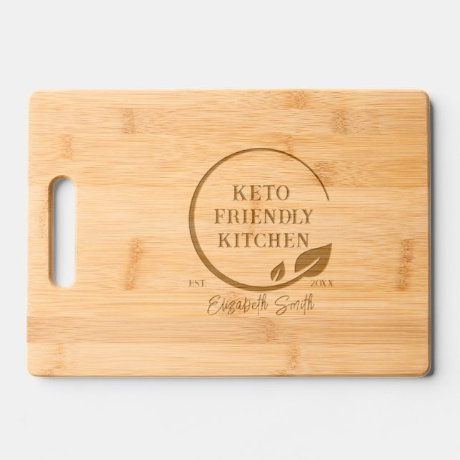 Keto Friendly Kitchen Custom Name Last Name Date Engraved Cutting Board (Front)