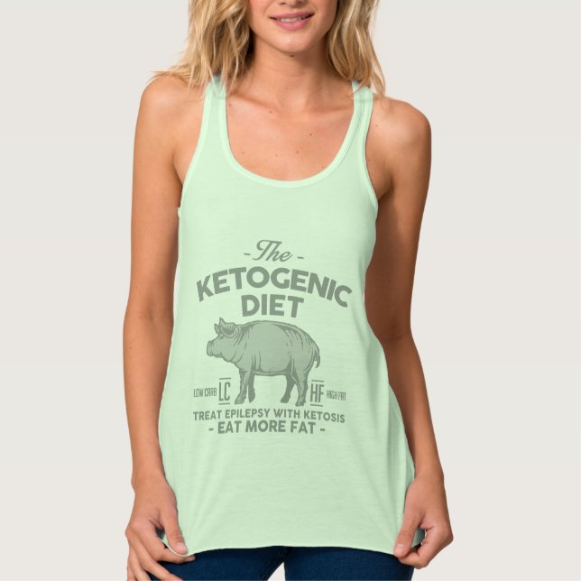 KETOGENIC DIET: Ketones Treat Epilepsy, Gray Pig Tank Top (Front)
