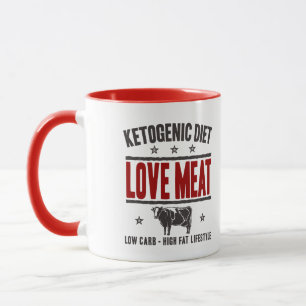 KETOGENIC DIET: Love Meat - Low Carb Life, Red Cow Mug