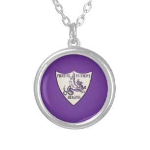 Kettering, Ohio Fighting Fairmont Dragons Logo Silver Plated Necklace