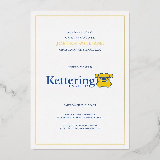 Kettering University Graduation Foil Invitation (Front)