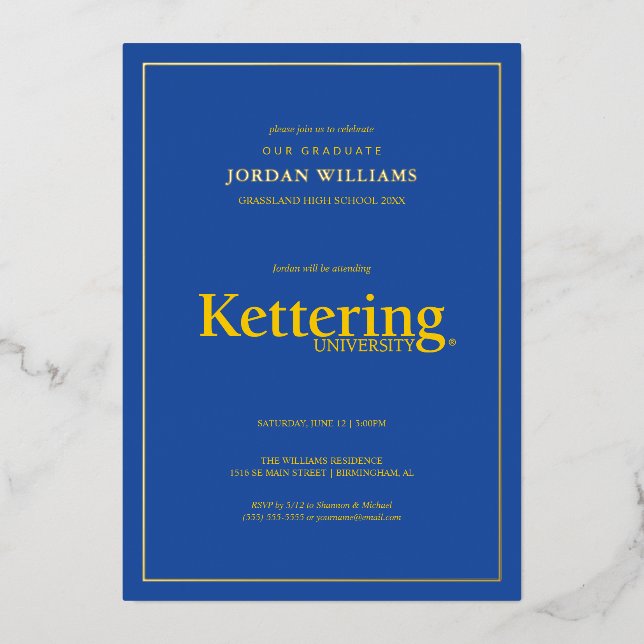 Kettering University Graduation Foil Invitation (Front)