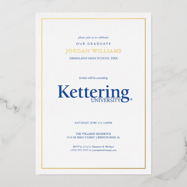 Kettering University Graduation Foil Invitation (Front)