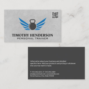Kettle Bell Fitness QR Code Option Business Card