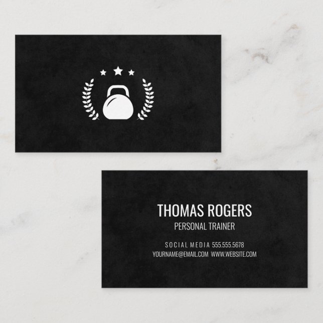 Kettle Bell Icon | Fitness | Personal Trainer Business Card (Front/Back)