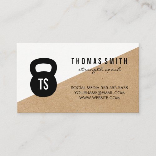 Kettle Bell Personal Trainer  Monogram Business Card