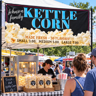 Kettle Corn Popcorn Food Truck Carnival Event Banner