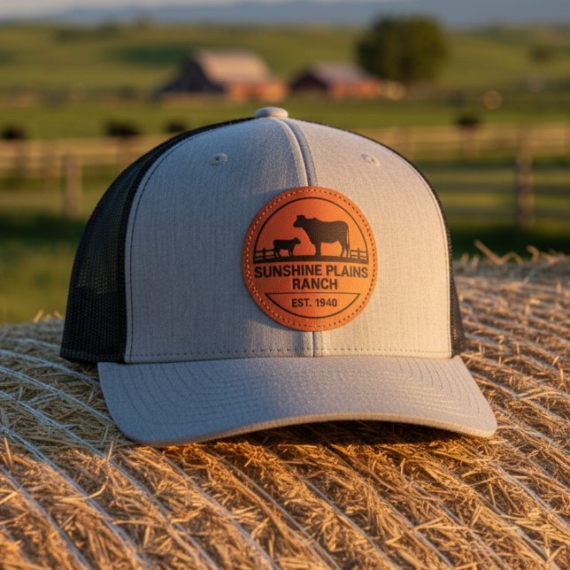 Kettle Ranch Homestead Farm Reunion Keepsake Gift Leather Patch Hat (Creator Uploaded)