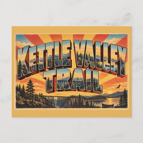 Kettle Valley Trail BC Trestles Forests Lakes Art Postcard