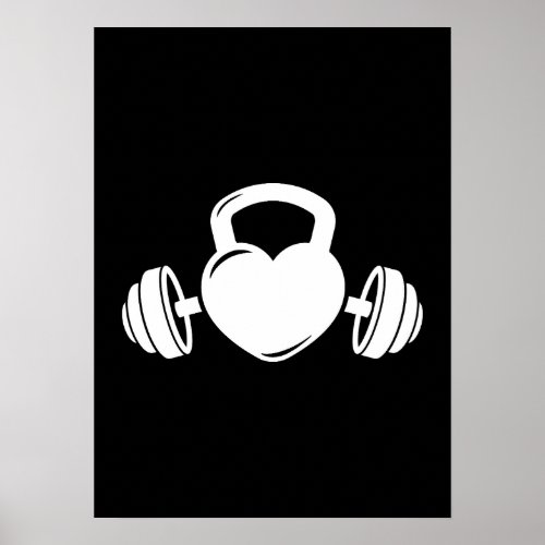 Kettlebell Barbell Love _ Gym Workout Motivational Poster