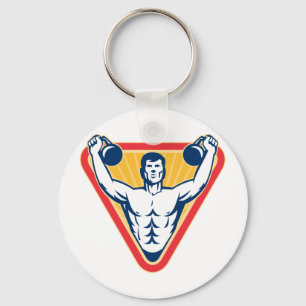 Kettlebell Exercise Weight Training Retro Keychain
