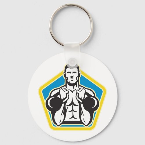 Kettlebell Exercise Weight Training Retro Keychain