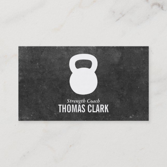 Kettlebell | Personal Trainer (slate) Business Card (Front)