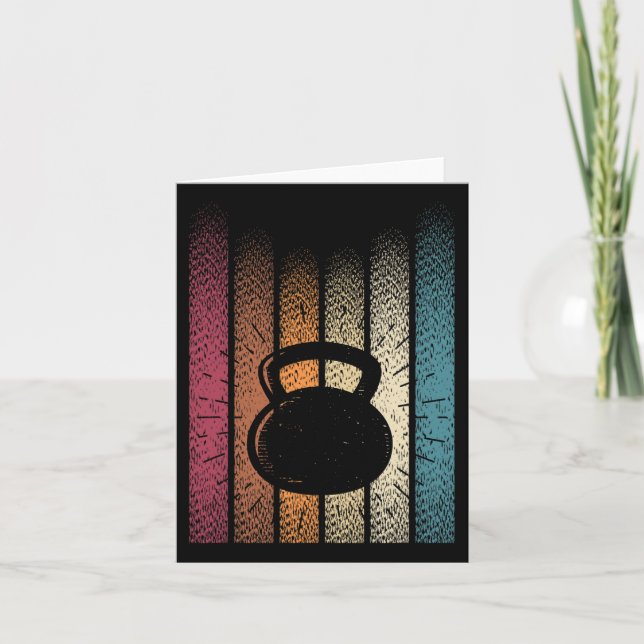 Kettlebell Retro Workout Powerlifting Bodybuilder  Card (Front)