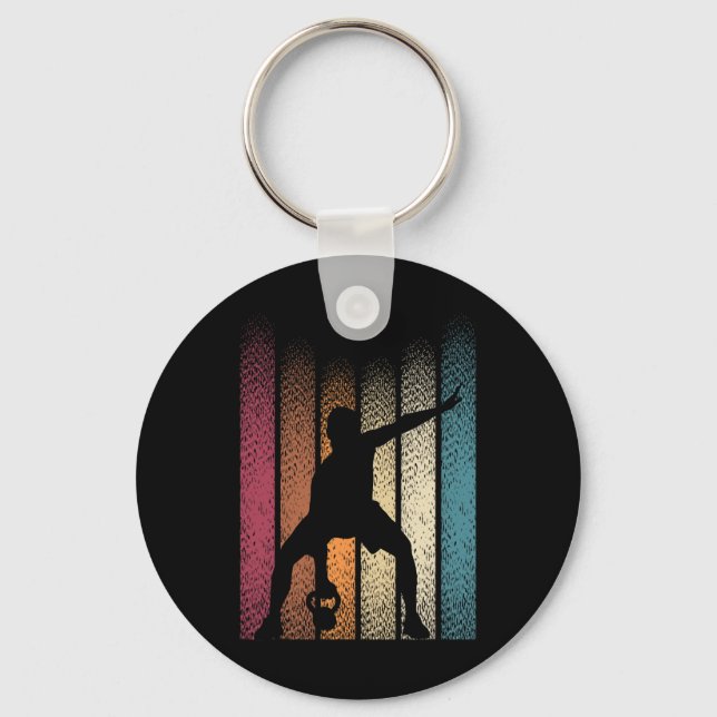 Kettlebell Retro Workout Powerlifting Bodybuilder  Keychain (Front)