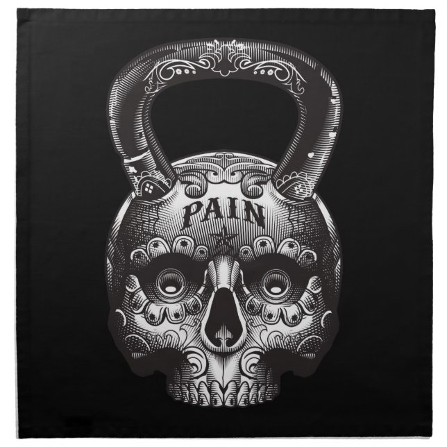 Kettlebell Skull - Gym Workout Motivational Cloth Napkin (Front)