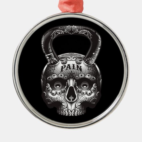 Kettlebell Skull _ Gym Workout Motivational Metal Ornament