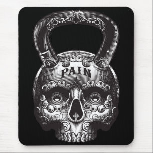 Kettlebell Skull - Gym Workout Motivational Mouse Pad