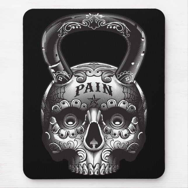 Kettlebell Skull - Gym Workout Motivational Mouse Pad (Front)