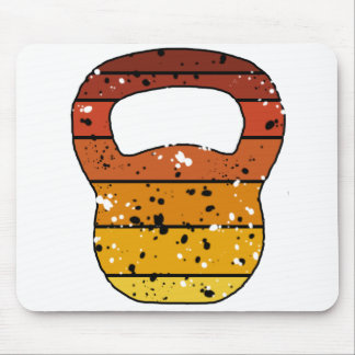 Kettlebell Vintage Retro Distressed Orange Mouse Pad
