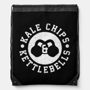 Kettlebells and Kale Chips - Funny Novelty Workout Drawstring Bag