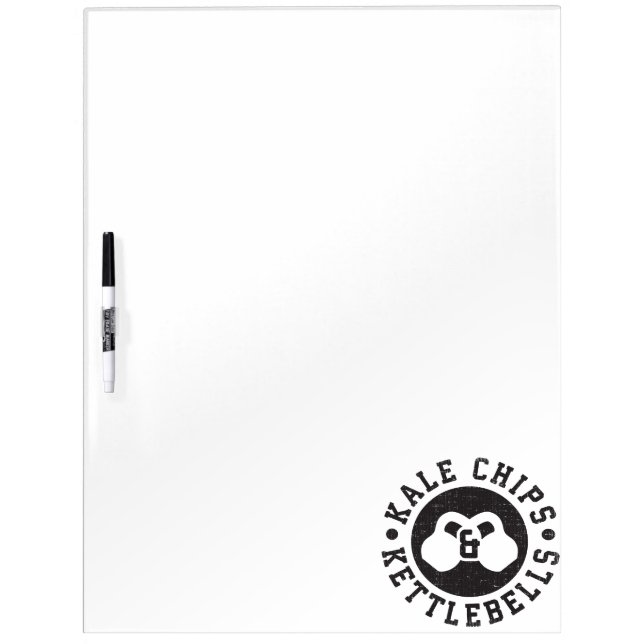 Kettlebells and Kale Chips - Funny Novelty Workout Dry-Erase Board (Front)