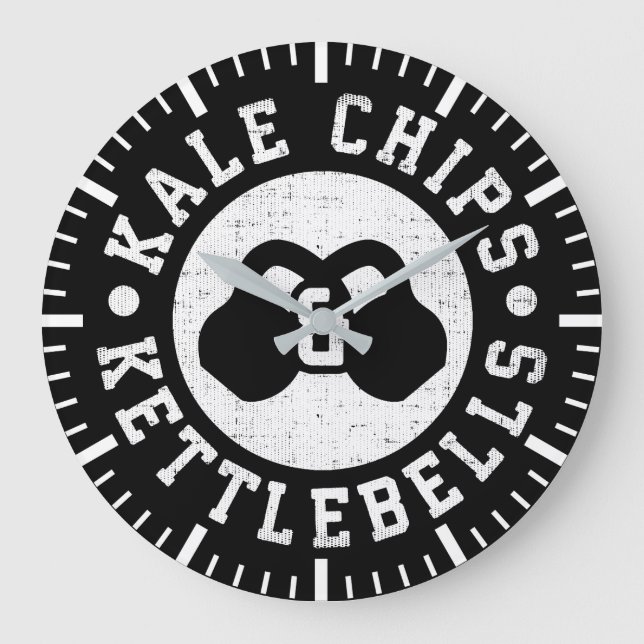 Kettlebells and Kale Chips - Funny Novelty Workout Large Clock (Front)